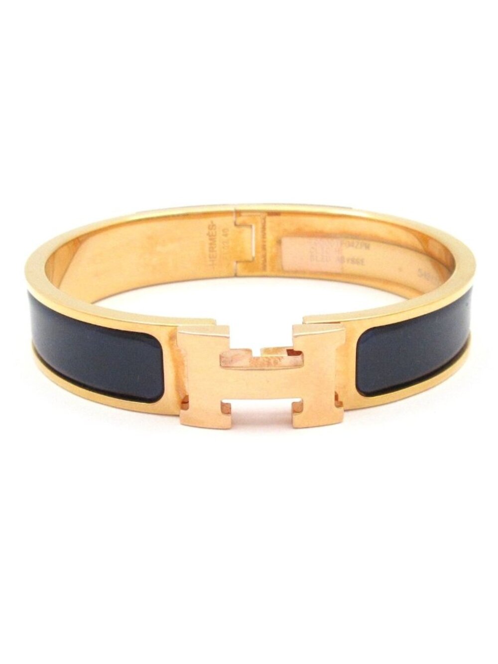 Hermes Bangle Clic Clac Pink Gold Black Bracelet